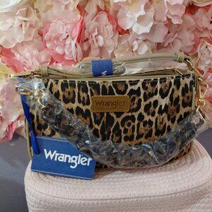 Wrangler Small Shoulder Bag Retro Cheetah Clutch Purse with Acrylic Chain